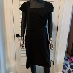 SLNY Black Midi Dress with Embellished Detail